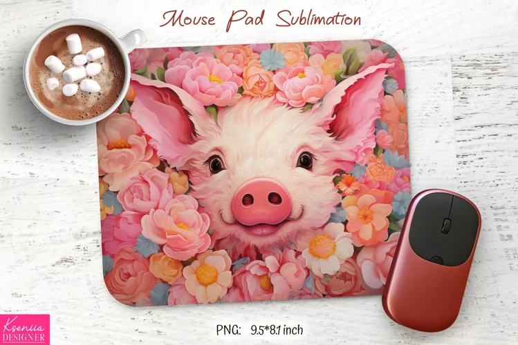 Cute Pink Little Pig|Animal Mouse Pad Sublimation