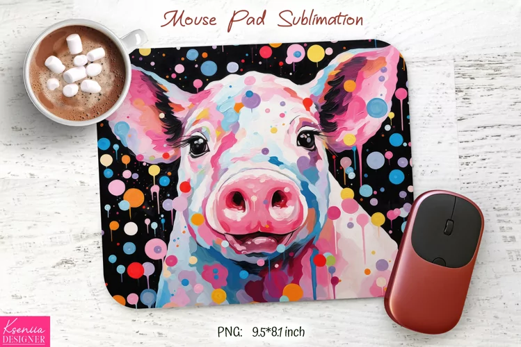 Oil Painting Colorful Pig|Animal Mouse Pad Sublimation