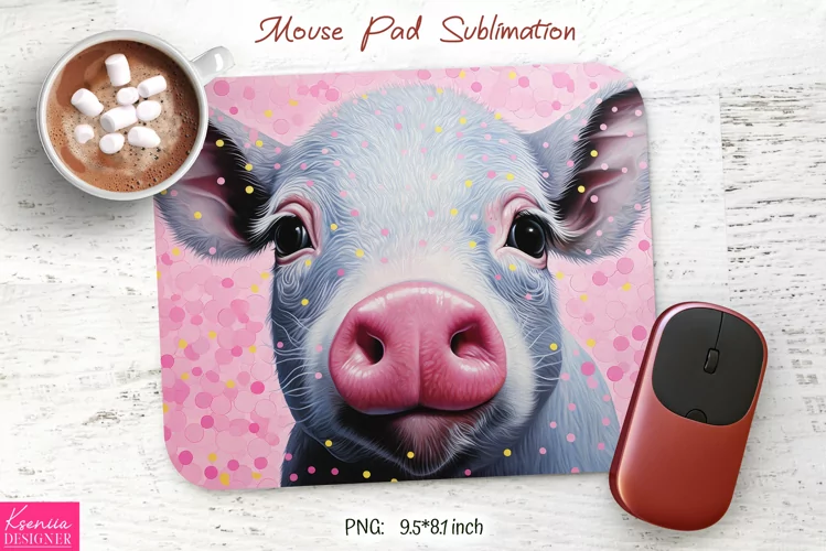 Cute Pink Pig|Animal Mouse Pad Sublimation