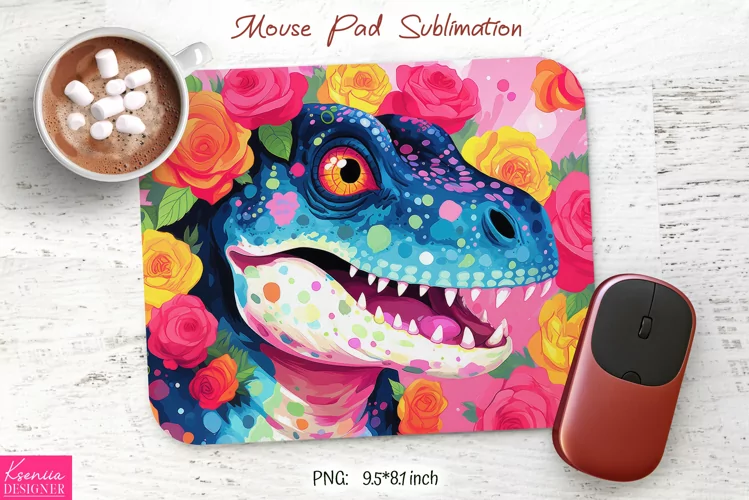 Blue Roaring Dinosaur Head|Animal Mouse Pad