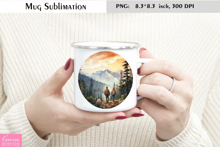 Forest and Mountains Mug Sublimation|Camping Mug Design
