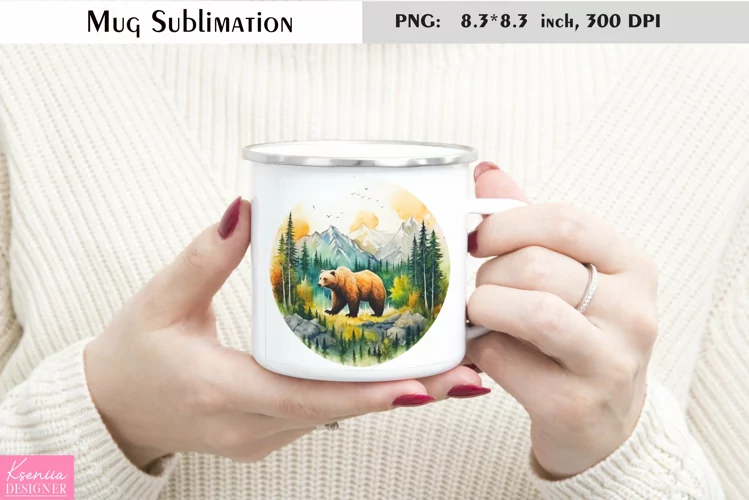Watercolor Animal Mug Sublimation|Camping Mug Design