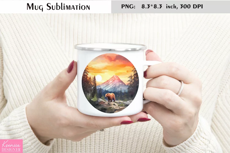 Watercolor Animal Mug Sublimation|Camping Mug Design