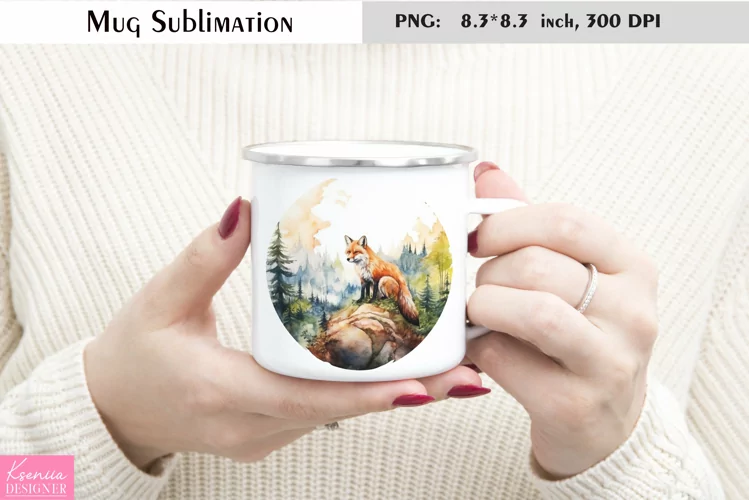 Watercolor Fox Mug Sublimation|Camping Mug Design