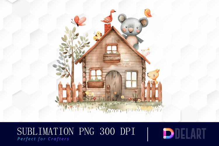 Animal House Watercolor Clipart