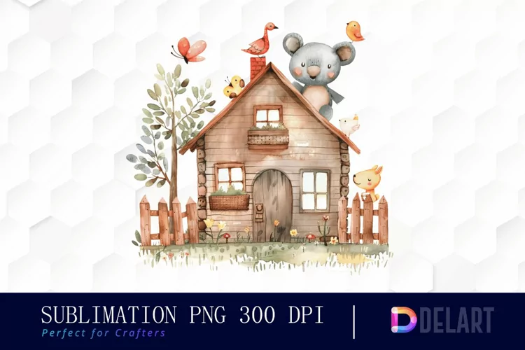 Animal House Watercolor Clipart