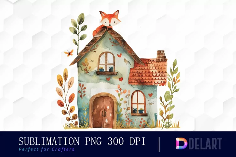 Animal House Watercolor Clipart