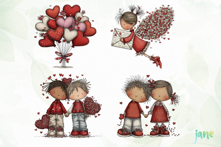 Watercolor Animals Valentine Clipart