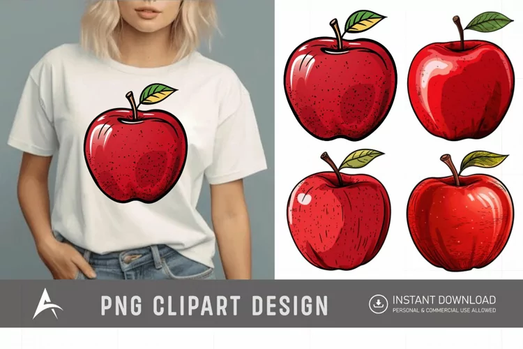 Watercolor Apple Sublimation Clipart
