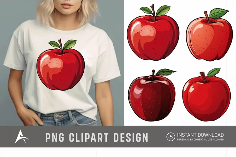 Watercolor Apple Sublimation Clipart