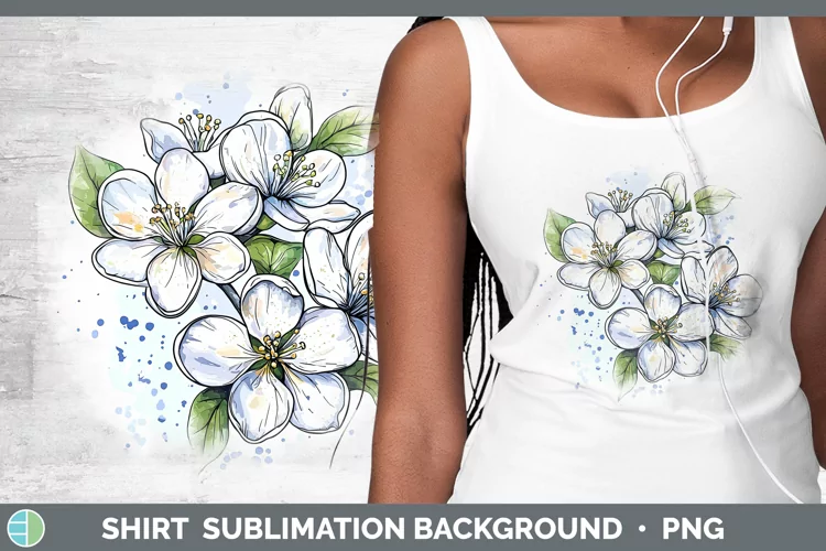 Watercolor Apple Blossom Shirt Sublimation Sublimation Backg