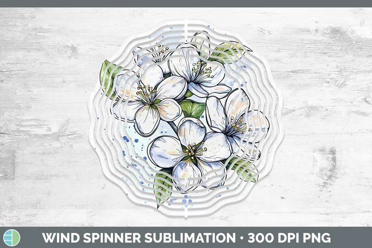 Watercolor Apple Blossom Wind Spinner Sublimation Spinner De