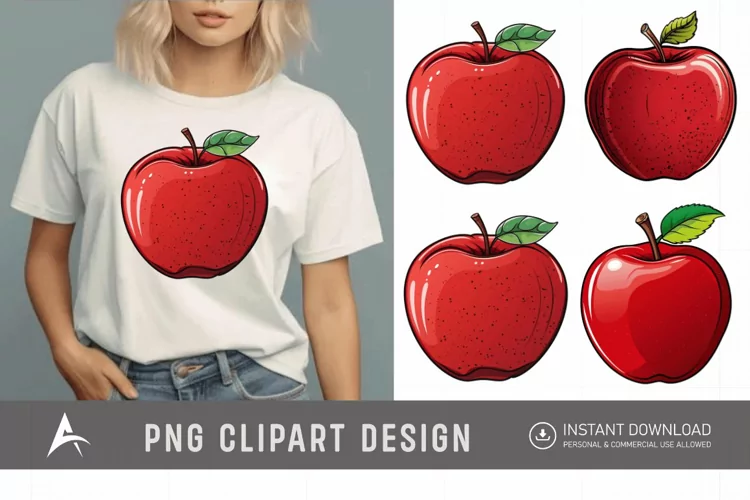 Watercolor Apple Sublimation Clipart