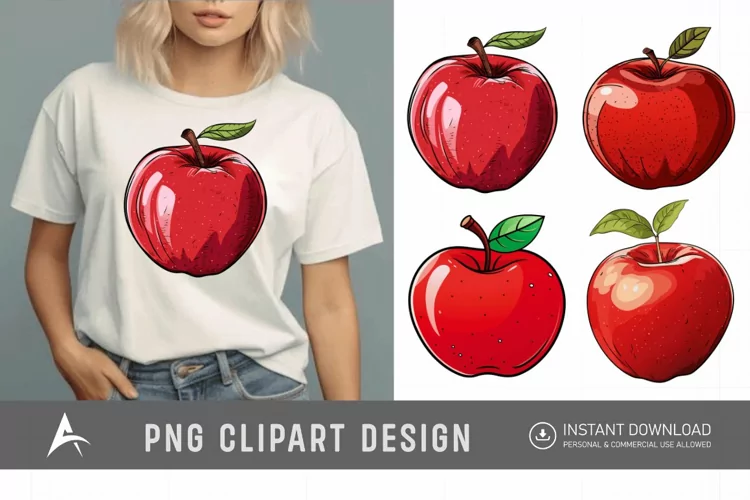Watercolor Apple Sublimation Clipart