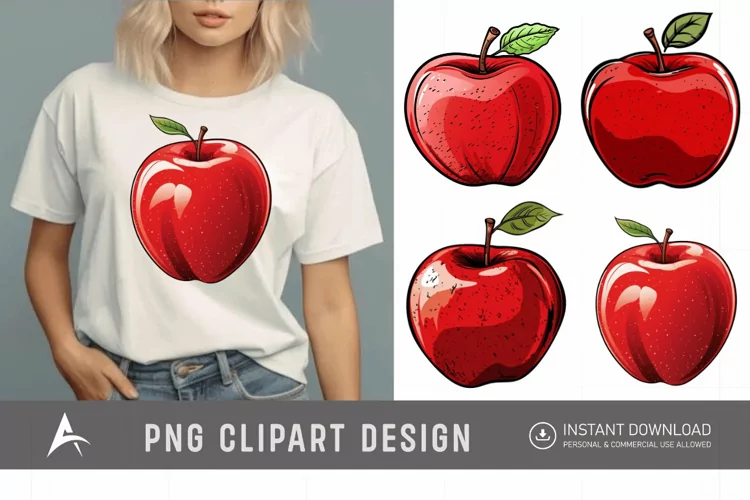 Watercolor Apple Sublimation Clipart