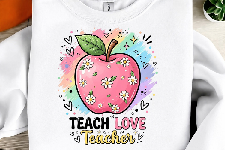 Watercolor Apple Teacher PNG