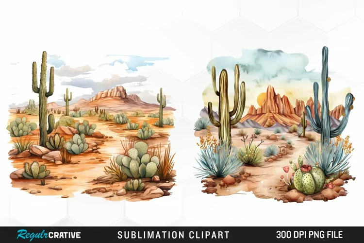 Watercolor Arid Desert Illustration Clipart