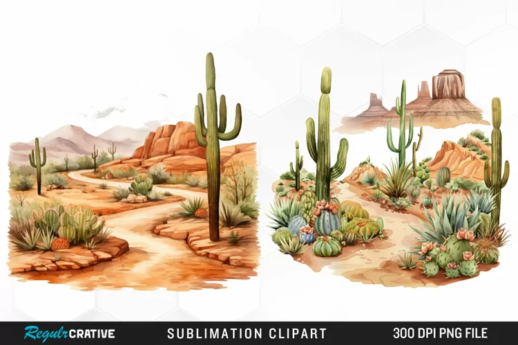 Watercolor Arid Desert Exquisite Clipart