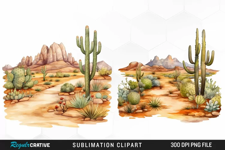 Watercolor Arid Desert Exquisite Clipart