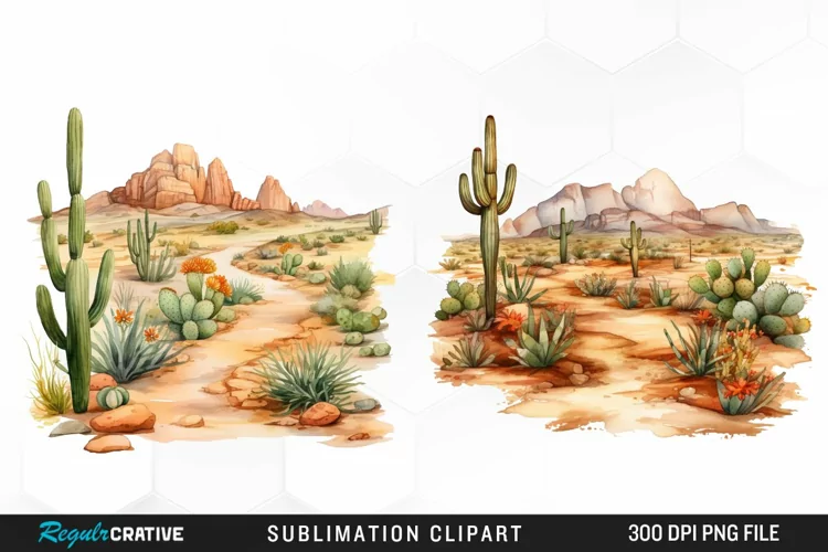 Watercolor Arid Desert Exquisite Clipart