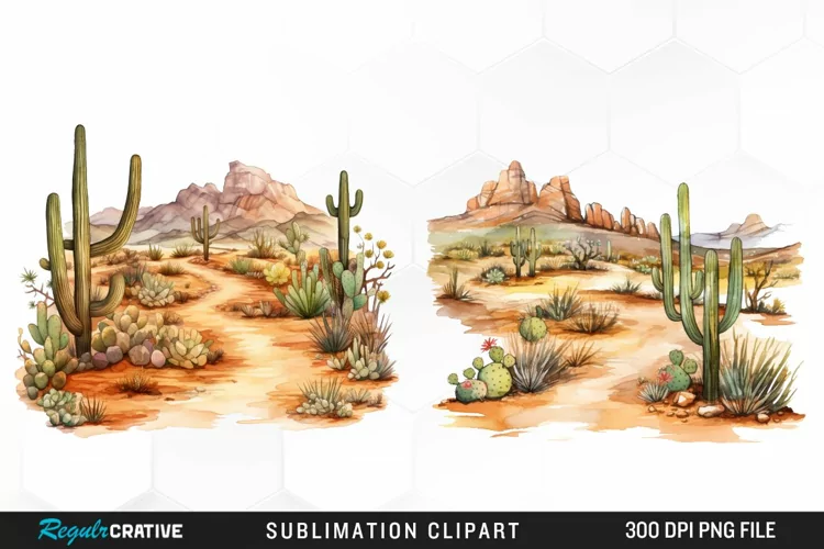 Watercolor Arid Desert Illustration Clipart