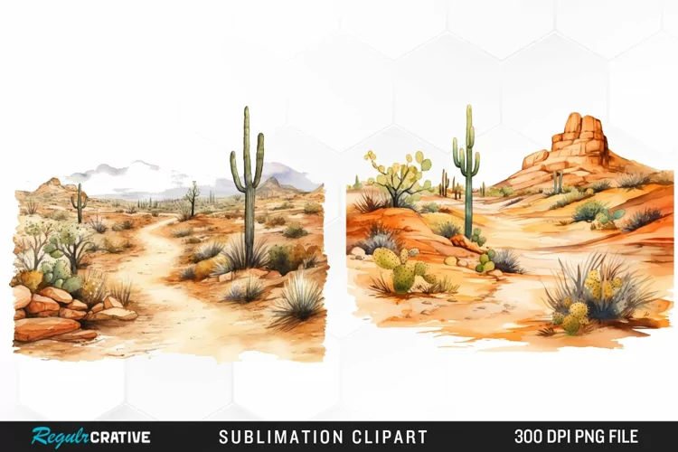 Watercolor Arid Desert Exquisite Clipart