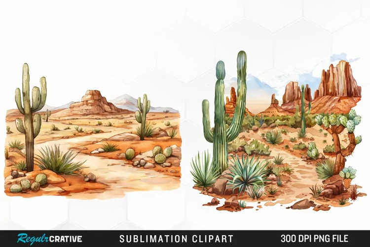 Watercolor Arid Desert Exquisite Clipart