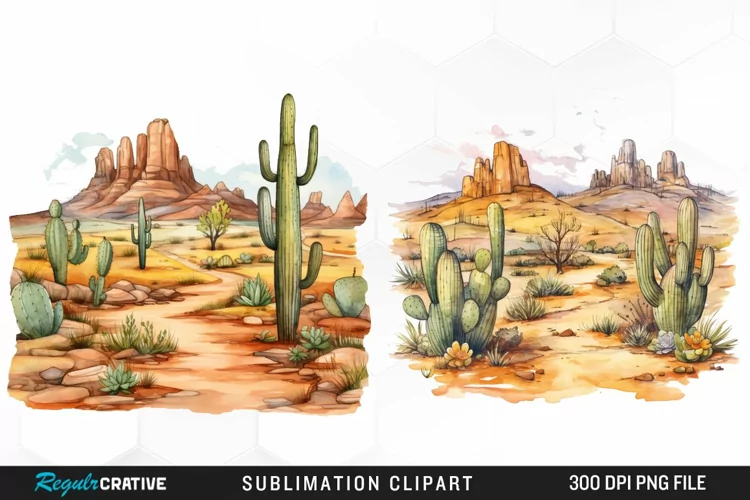 Watercolor Arid Desert Illustration Clipart
