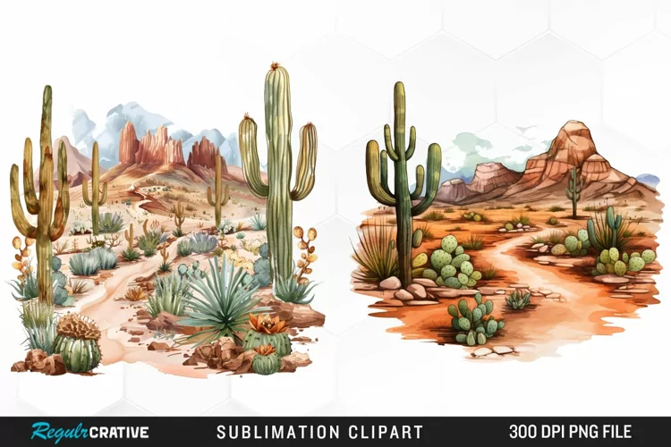 Watercolor Arid Desert Illustration Clipart
