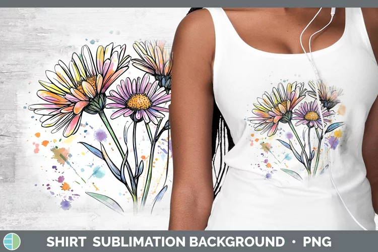 Watercolor Aster Shirt Sublimation Sublimation Background De