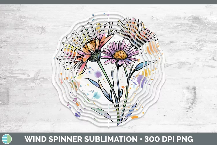 Watercolor Aster Wind Spinner Sublimation Spinner Designs