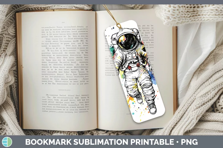 Watercolor Astronaut Bookmark Sublimation Printable Designs