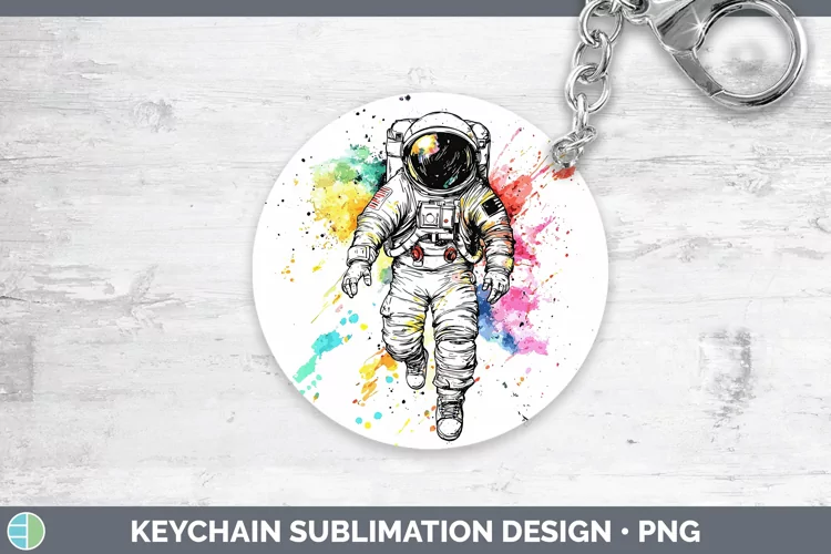 Watercolor Astronaut Keychain Sublimation Keyring Designs