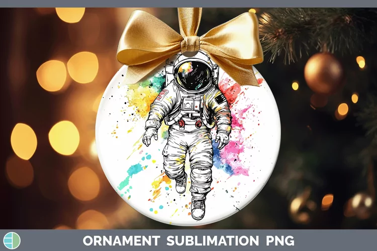 Watercolor Astronaut Ornament Sublimation Bauble Designs