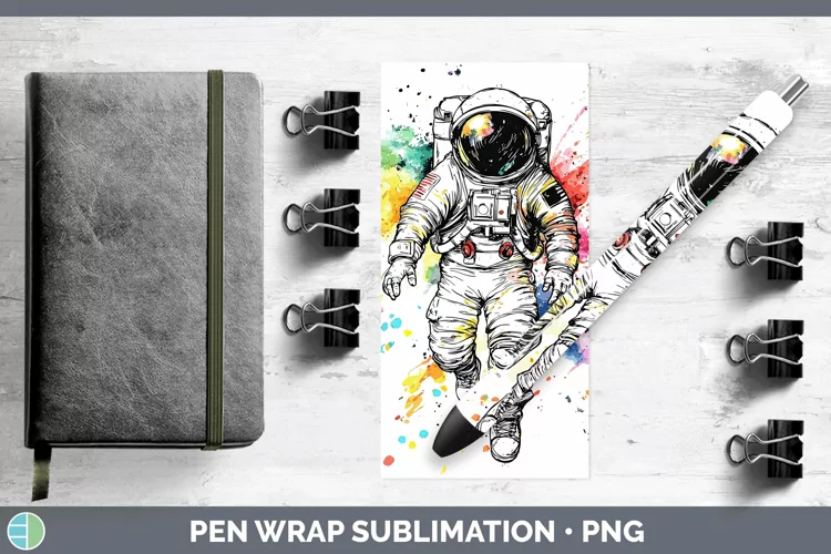 Watercolor Astronaut Pen Wrap Sublimation Pen Designs