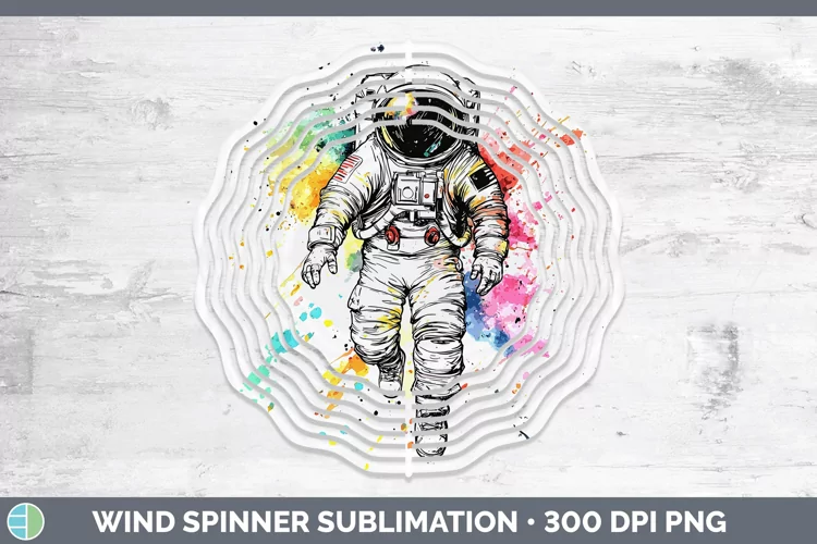 Watercolor Astronaut Wind Spinner Sublimation Spinner Design