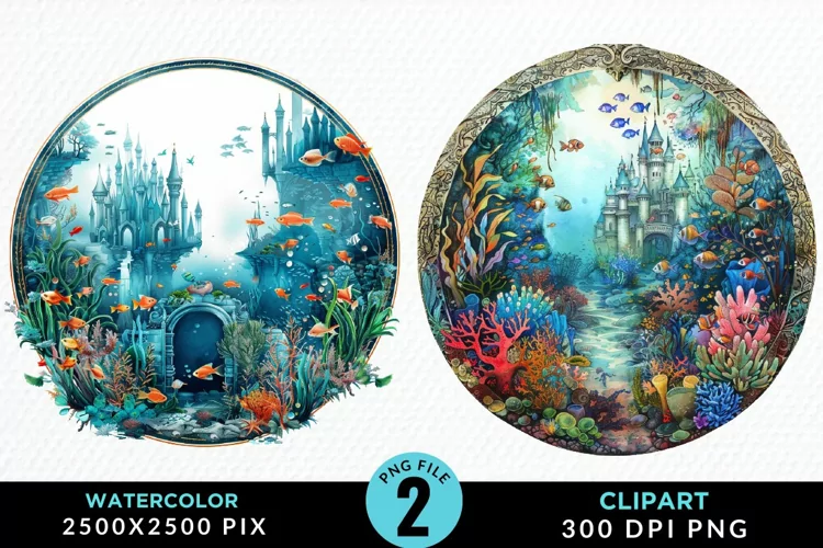 Watercolor Atlantis Sea Witch Clipart