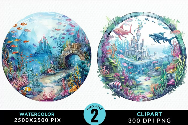 Watercolor Atlantis Sea Witch Clipart