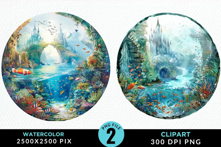 Watercolor Atlantis Sea Witch Clipart