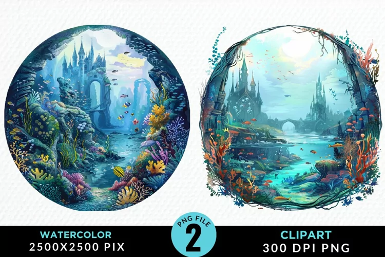Watercolor Atlantis Sea Witch Clipart