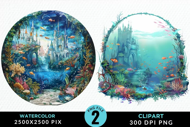 Watercolor Atlantis Sea Witch Clipart