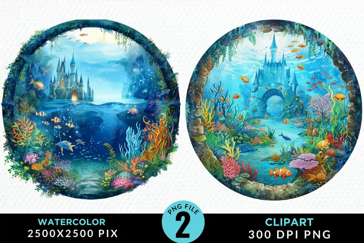 Watercolor Atlantis Sea Witch Clipart