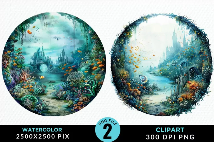 Watercolor Atlantis Sea Witch Clipart