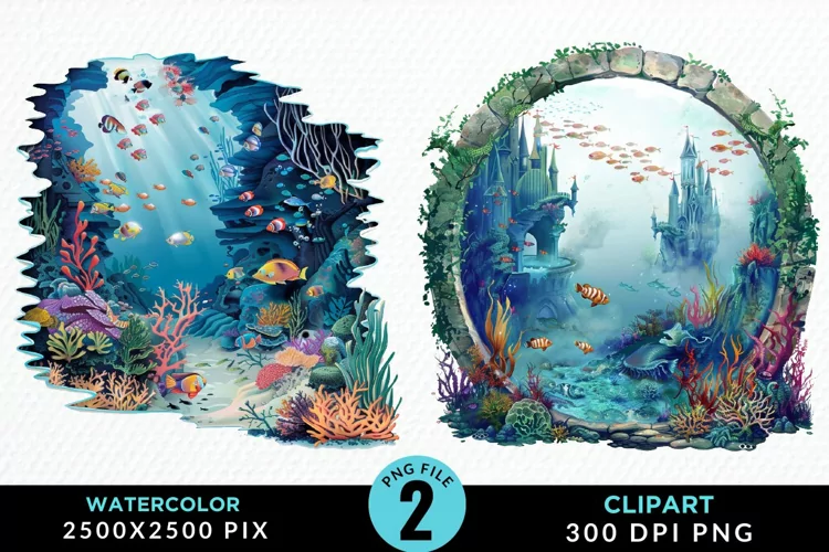 Watercolor Atlantis Sea Witch Clipart