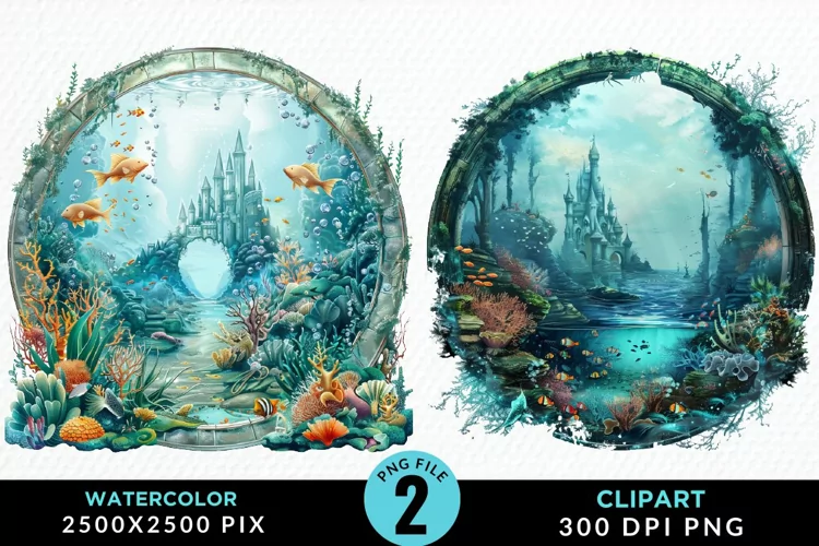 Watercolor Atlantis Sea Witch Clipart