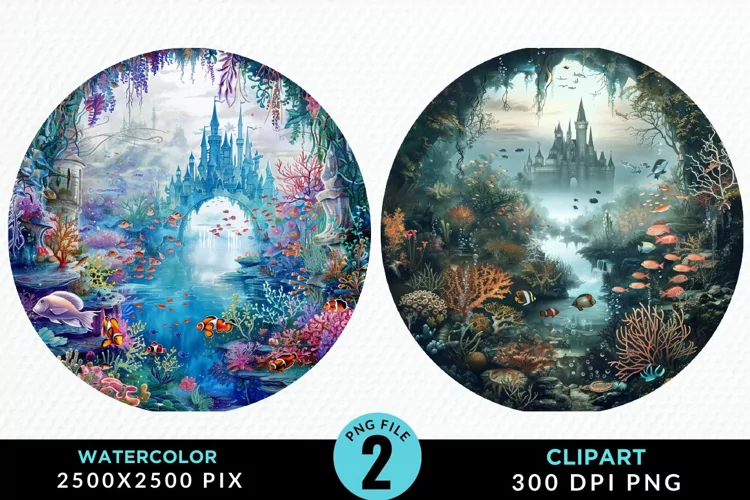 Watercolor Atlantis Sea Witch Clipart