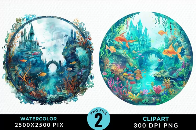 Watercolor Atlantis Sea Witch Art Clipart
