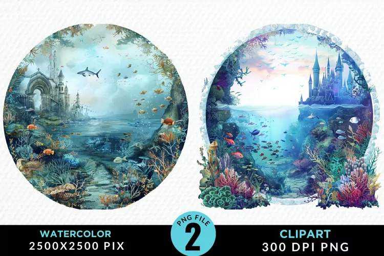 Watercolor Atlantis Sea Witch Art Clipart