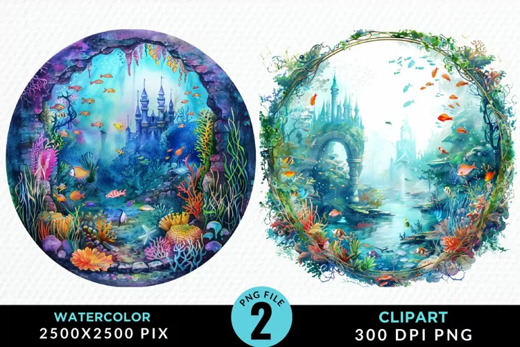 Watercolor Atlantis Sea Witch Clipart