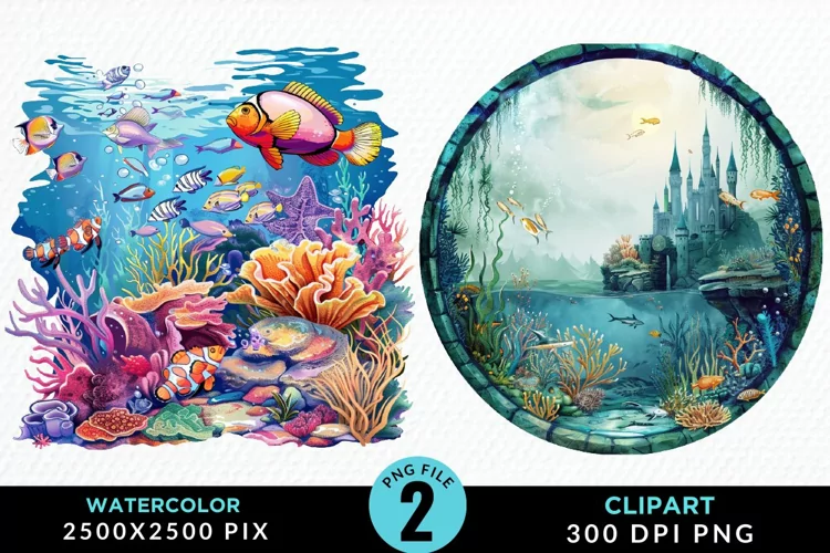 Watercolor Atlantis Sea Witch Clipart